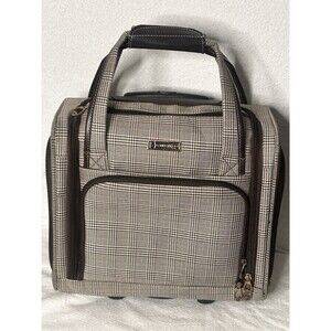 London Fog Under the Seat Carryon Sheffield Roller Bag Black 15IN Small Suitcase